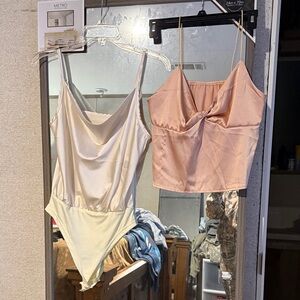 SHEIN Cream and Pink Bodysuit Set